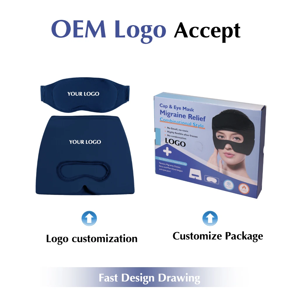 Migraine Relief Cap Foldable Eye Visible Headache Relief Cap Migraine Hot  and Cold Hangover Gel Cap 360 Fit Migraine Ice Mask