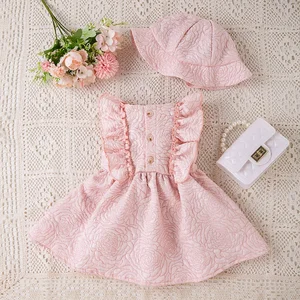 6 Months to 3 Years Old Casual Floral Print Birthday Dresses for Baby Girls Breathable A-Line Knee-Length Pink for Wedding