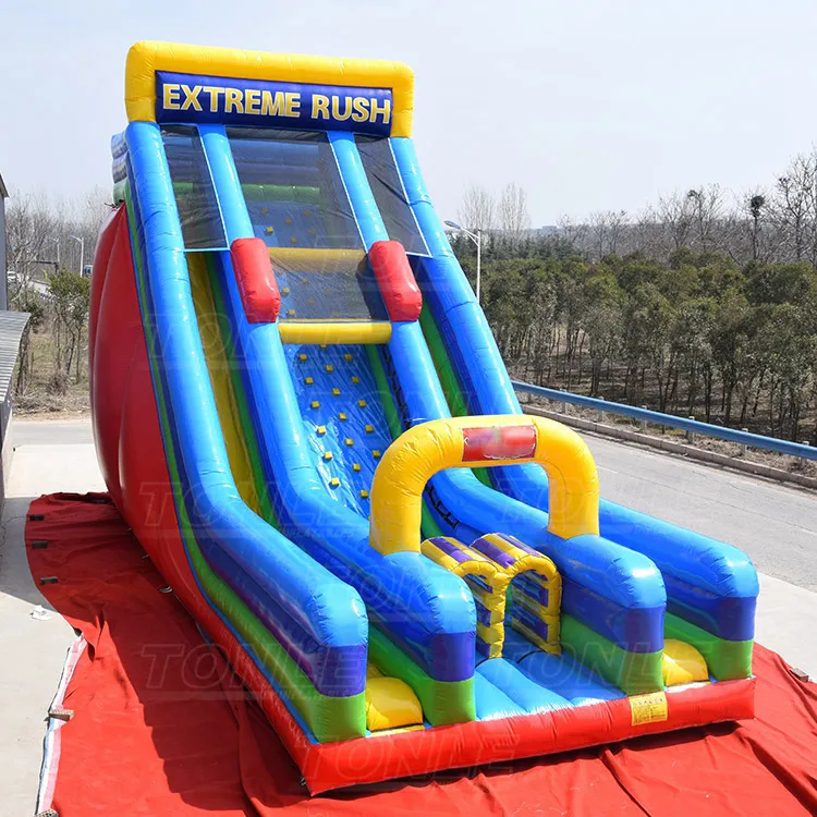 Inflatable Vertical Rush Slide Challenge Playground Obstacle Course Bouncy Slides with Climbing Wall for Sale