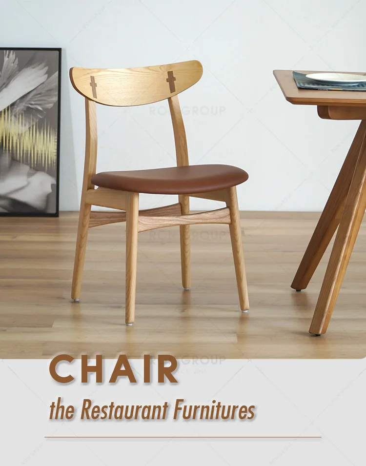 Factory Direct Sale Modern Fashion Popular Commercial Restaurant Furniture High-Class Solid Ash Wood Soft Cover Dining Chairs