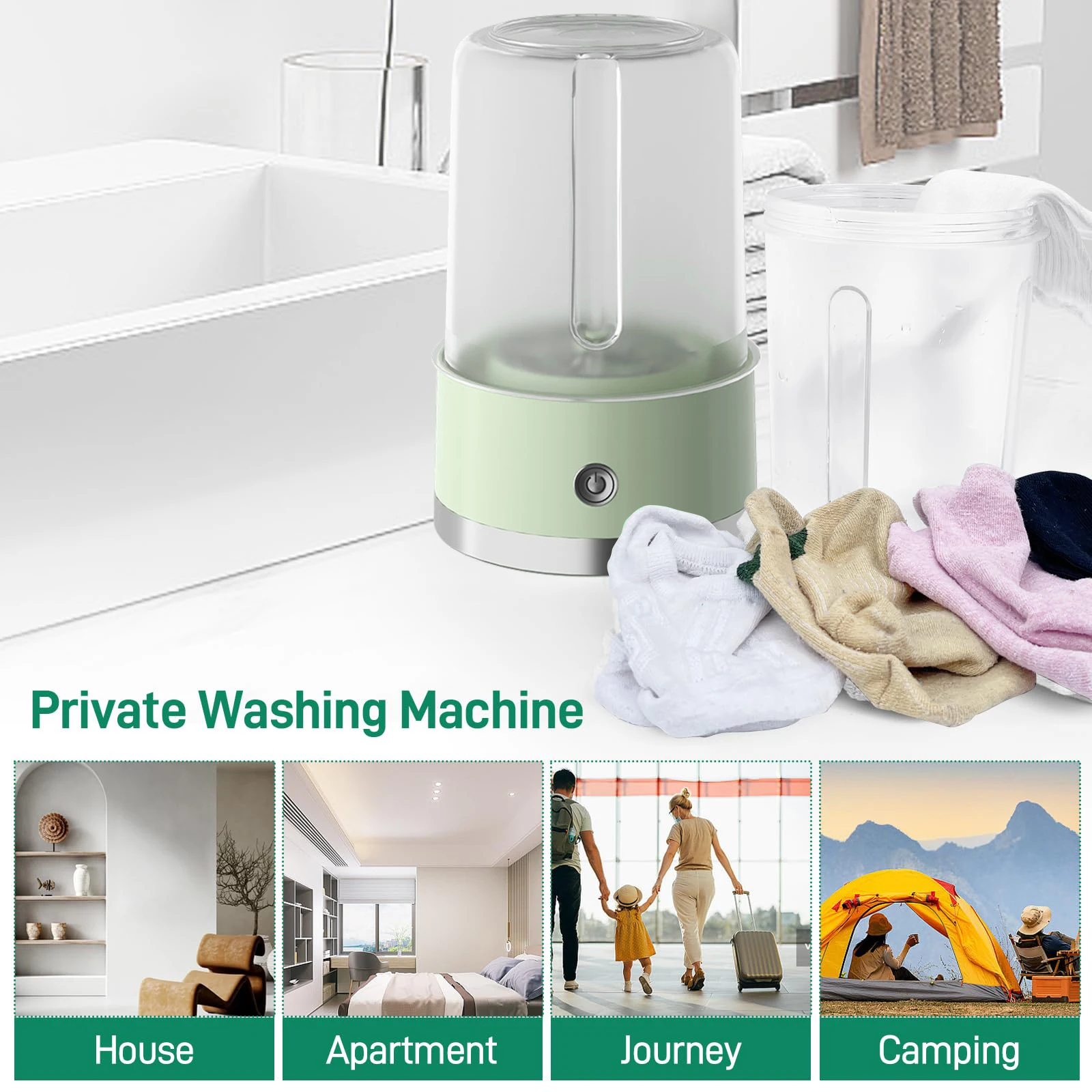 Cordless Travel Rechargeable Mini Washer Portable Washing Machine for Small Clothes at A aperçu 2