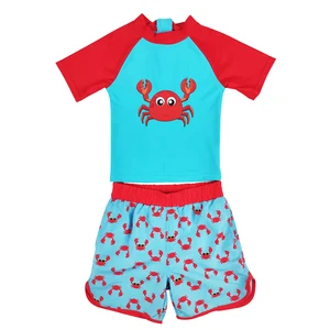 2026 New Fashion Boys' Swimwear High Quality Beach Surf Two Piece Summer Swim Trunks Short Sleeve Shirt Print Breathable Quick