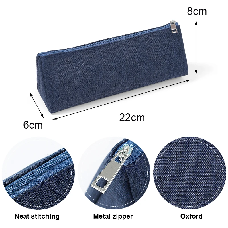 2024 High Quality Custom Logo Triangle Solid Multi Color Student Stationery Cationic Dyeable Polyester Pen Pencil Pouch Bag case