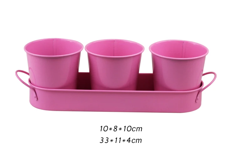 BX Metal Flower Plant Seed Pot Bucket 3 Set Flower Pots