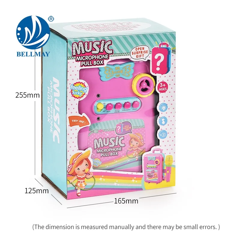 Многофункциональный Детский динамик Bemay, игрушечный чемодан, игрушка для ролевых игр + музыкальный + инструмент, микрофон для пения, тянущаяся коробка для детей