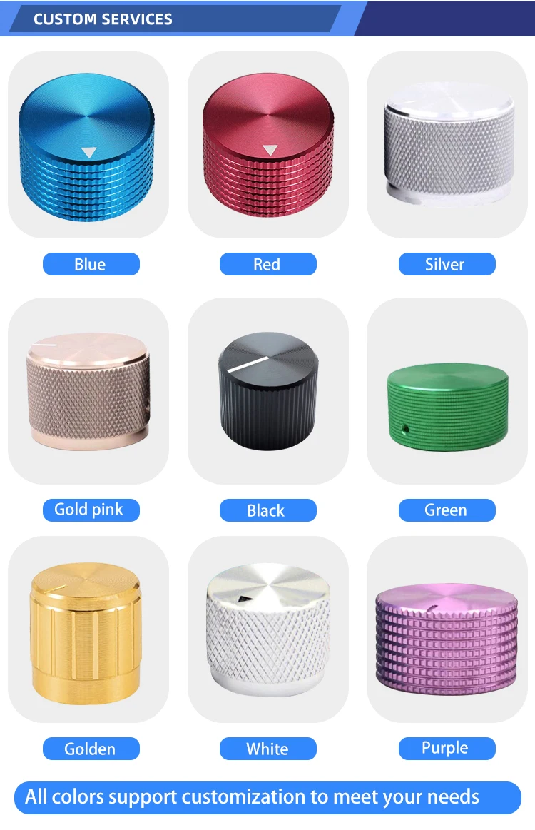 Aluminum Volume Control Knob Rubber Potentiometer Knob Antique Square