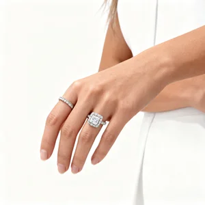 Luxury Princess Cut Engagement Ring Set with Band Sparkling Wedding for Women High-End Bridal Rings Silver 925 Jewelry