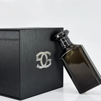 Luxury Crimp Top 50ml 100ml Square Perfume Bottle Empty Parfum Glass Bottle With Black Cap