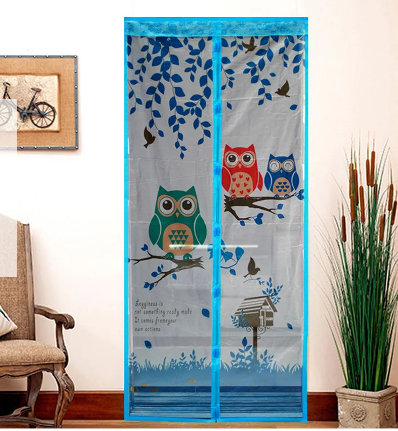 XinLan Premium Quality Magic Sliding Mesh Door Screen Auto Close Print Magnetic Screen Door Curtain