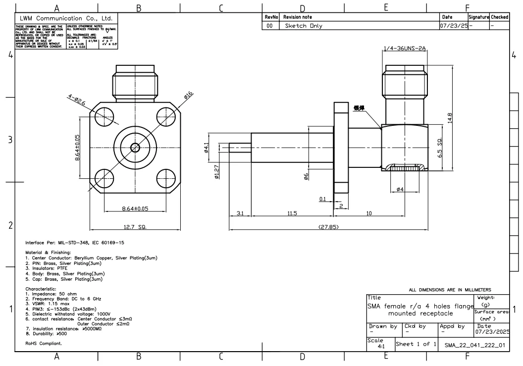 a 4 holes flange mounted receptacle-6