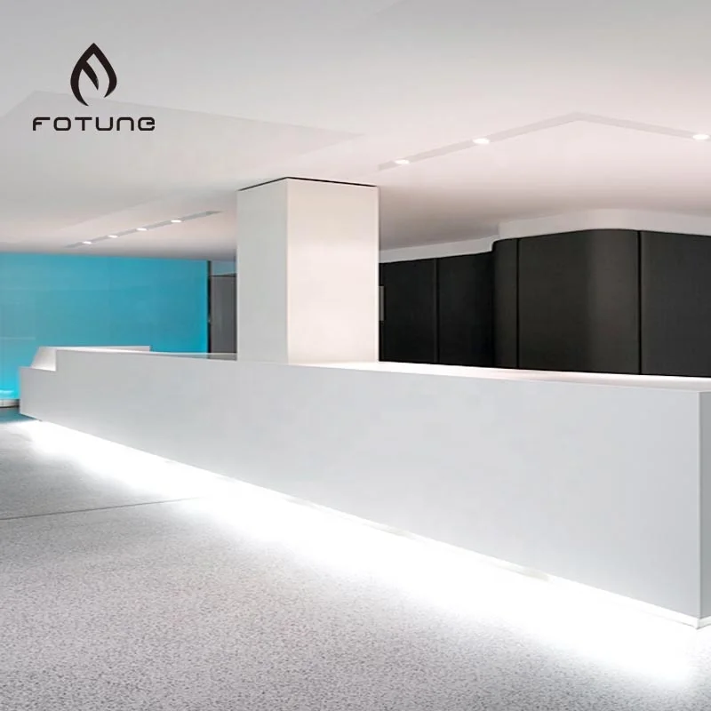 Modern Style Marble Corians Solid Surface Arc-Shaped Reception Desk for Office Workshop Salon Bar Hotel Store Front Counter