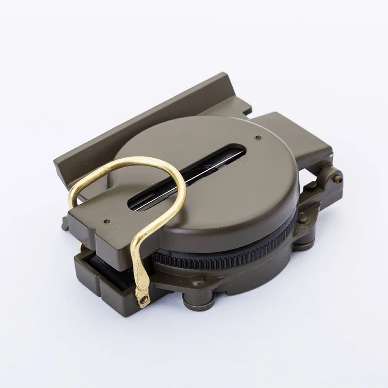Army Green Waterproof Pocket Lensatic Compass with Prismatic Sighting Multifunctional Folding ABS Dial Display Metal Pointer