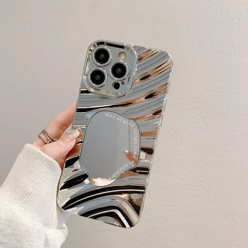 Tpu Pc Phone Case For Iphone 15 14 13 12 11 Xr Xs Max Pro Plus Electroplated Wave Mirror Luxury Cell Sjk400 Laudtec supplier