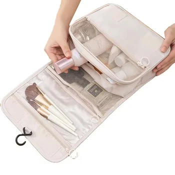 portable waterproof eco friendly mesh hanging cosmetic bags custom logo makeup bag organizer for ladies women travel 2024