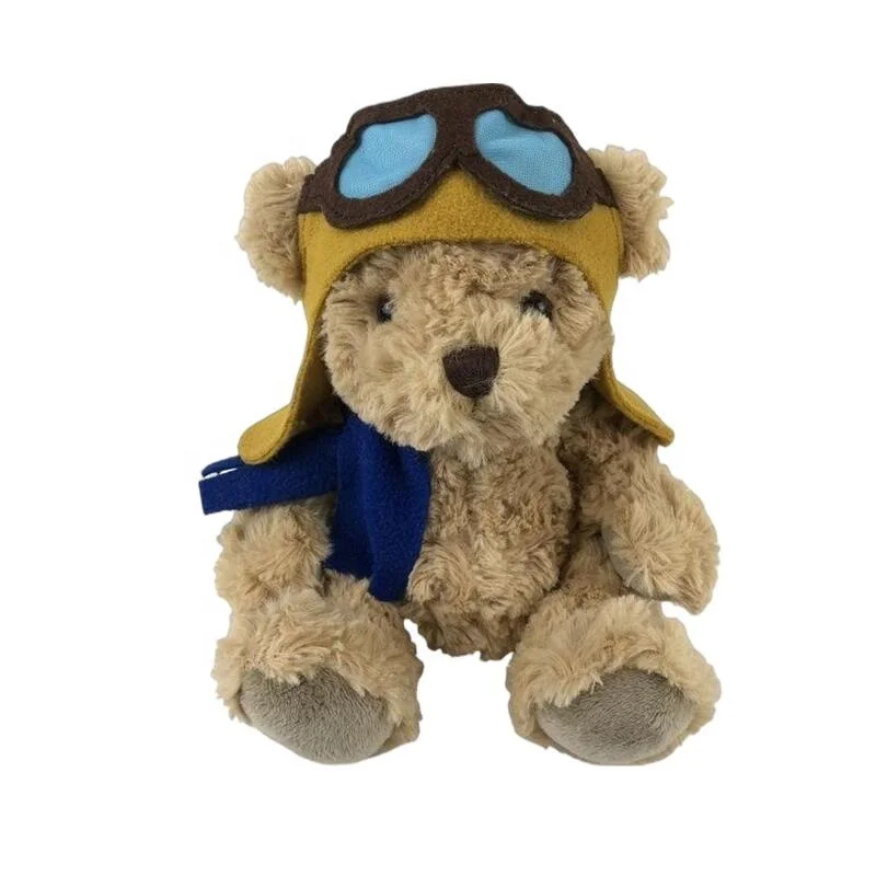 Personalised Pilot Teddy Bear Customize Aviator Bear Toy Stuffed Pilot Teddy Bear With Leather Jacket and Hat
