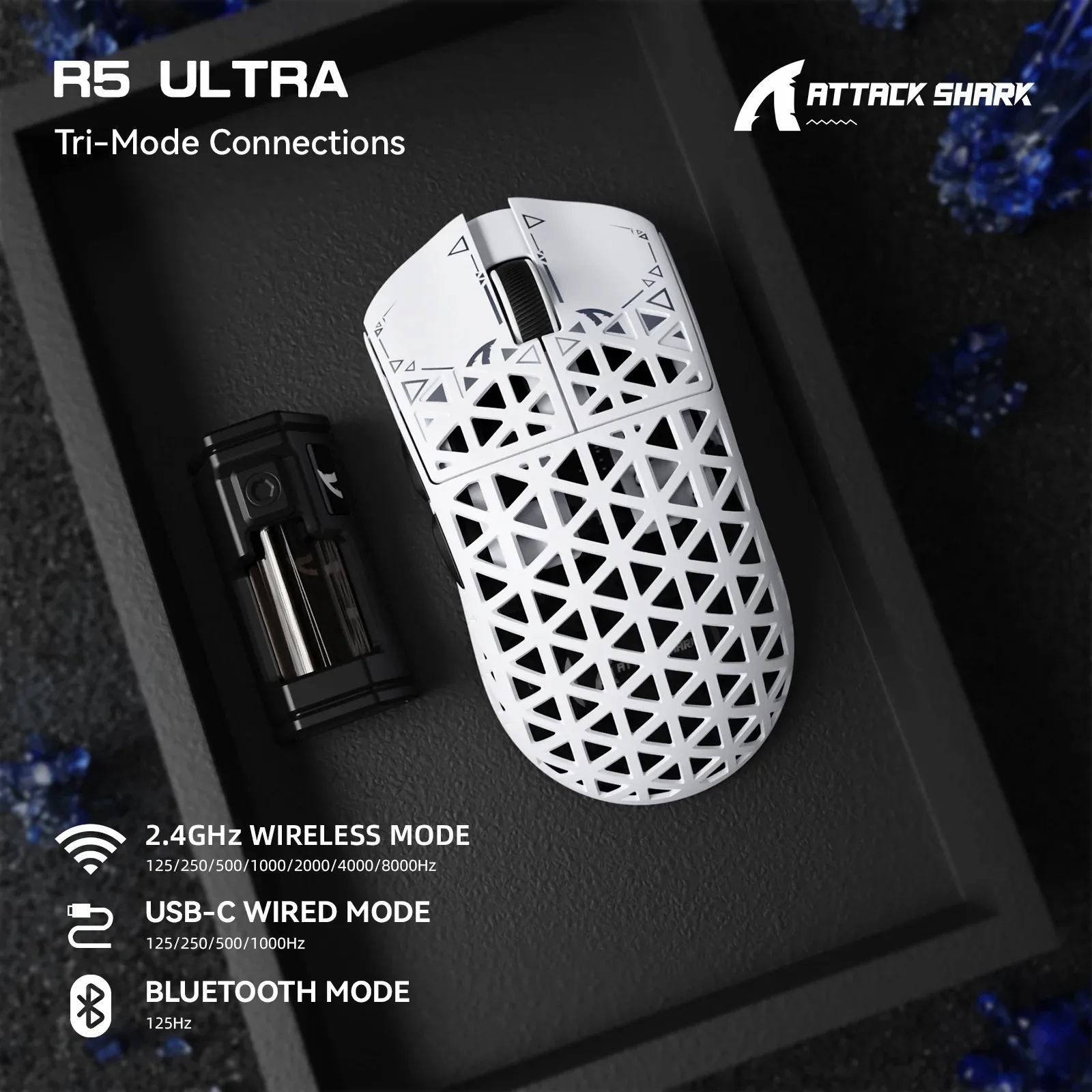 Attack Shark R5 Ultra-Light Gaming Mouse - 8000hz Polling