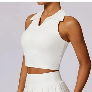 Ladies Customizable Breathable Spandex Yoga Jacket Tights Adult Sports Fitness Vest With Sustainable Print Design Short Top