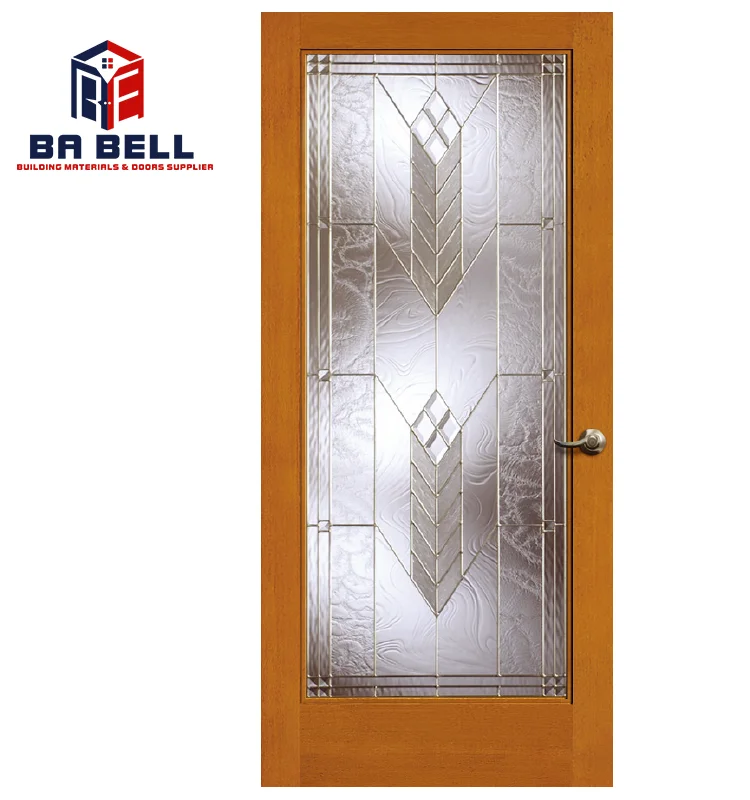French  Style Water Resistant Simple Design  Frosted Pantry Door with Glass Custom Swing Single Double  Doors