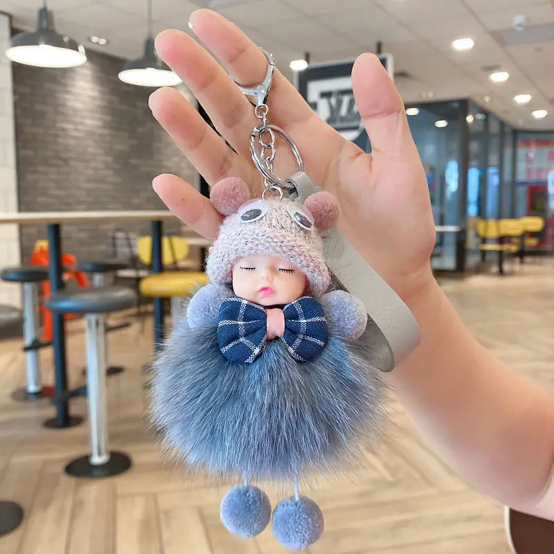 Cute girl Keychain Baby Doll Keychain Accessories Keyring Toys For Girls  Kawaii Keychain Bag Pendant.