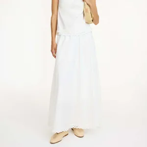 Manufacturer Hot Sale Clothing Basic Simple Pure Color Elastic Waist Large Swing Maxi Skirt