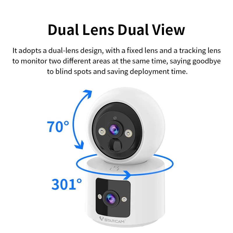 CB90DR One Click Call OKam Pro 3MP Full HD New Design CB90DR Indoor Camera 360 Wifi Battery Camera PIR Dual Lens Camera