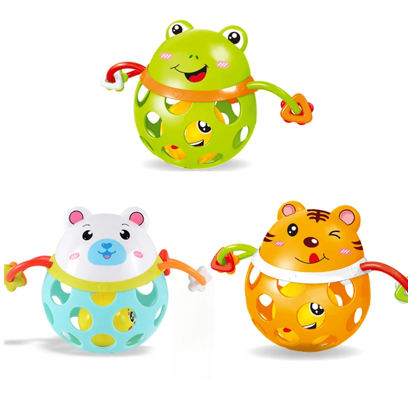 Детские погремушки от 0 до 12 месяцев, игрушка для интеллекта, захватывающие десны, пластиковые игрушки для животных, игрушка для рукопожатия, ранний развивающий подарок для новорожденных