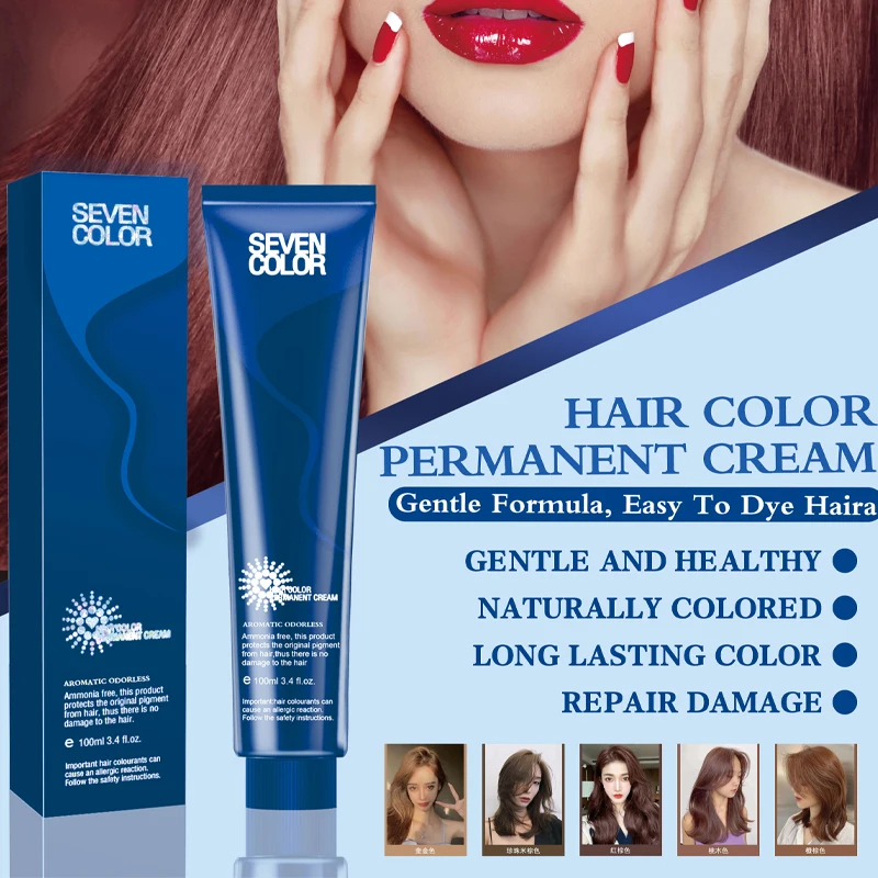 SEVEN COLOR Professional Hair Color Cream - Low Ammonia, Permanent