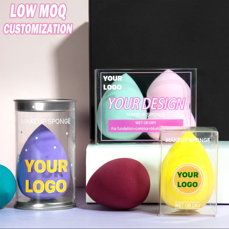 Низкий минимальный объем заказа от частной марки изготовленным на заказ логосом не латексная губка основа яйцо макияж Косметические Блендер Губка кисть для