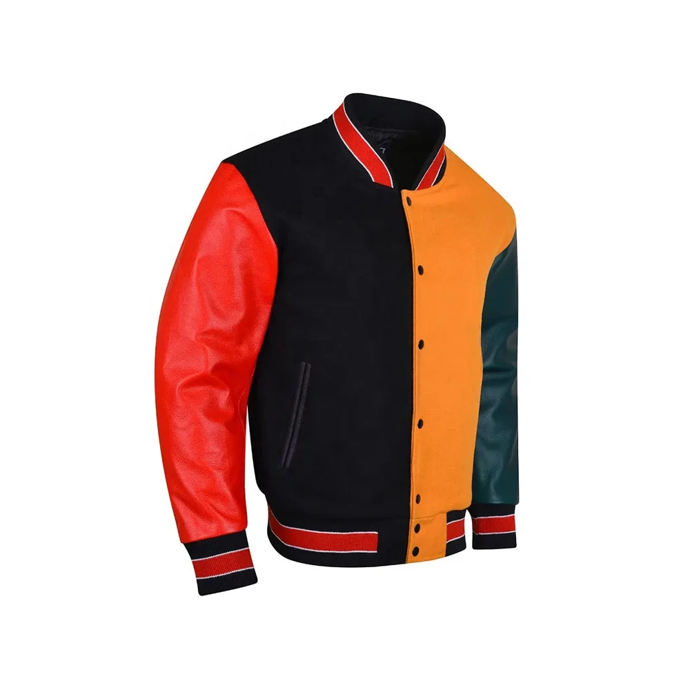 OEM Custom Ribbed Elastic Cuff Fashion Leather Sleeve Embroidery Varsity  Jacket for Men - China Varsity Jacket and Letterman Jacket price