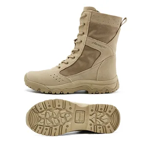 Factory Oem Odm Custom Suede Leather Tactical Boots Training Combat Rubber Wholesale Outsole High Cut Desert Shoes