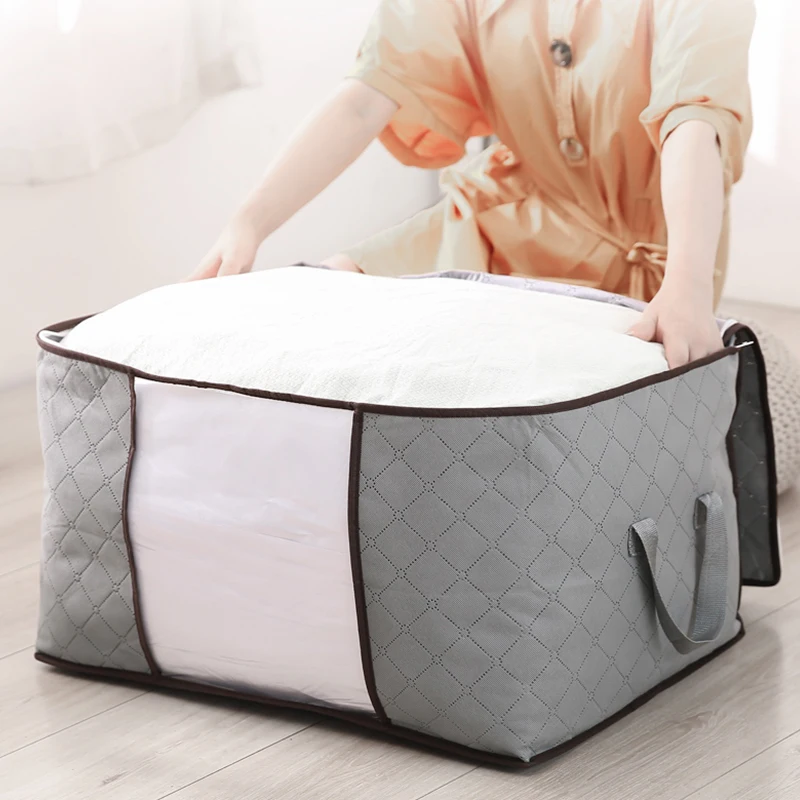 Large Capacity With Handle Clothes Storage Bag Blanket Bags Fabric