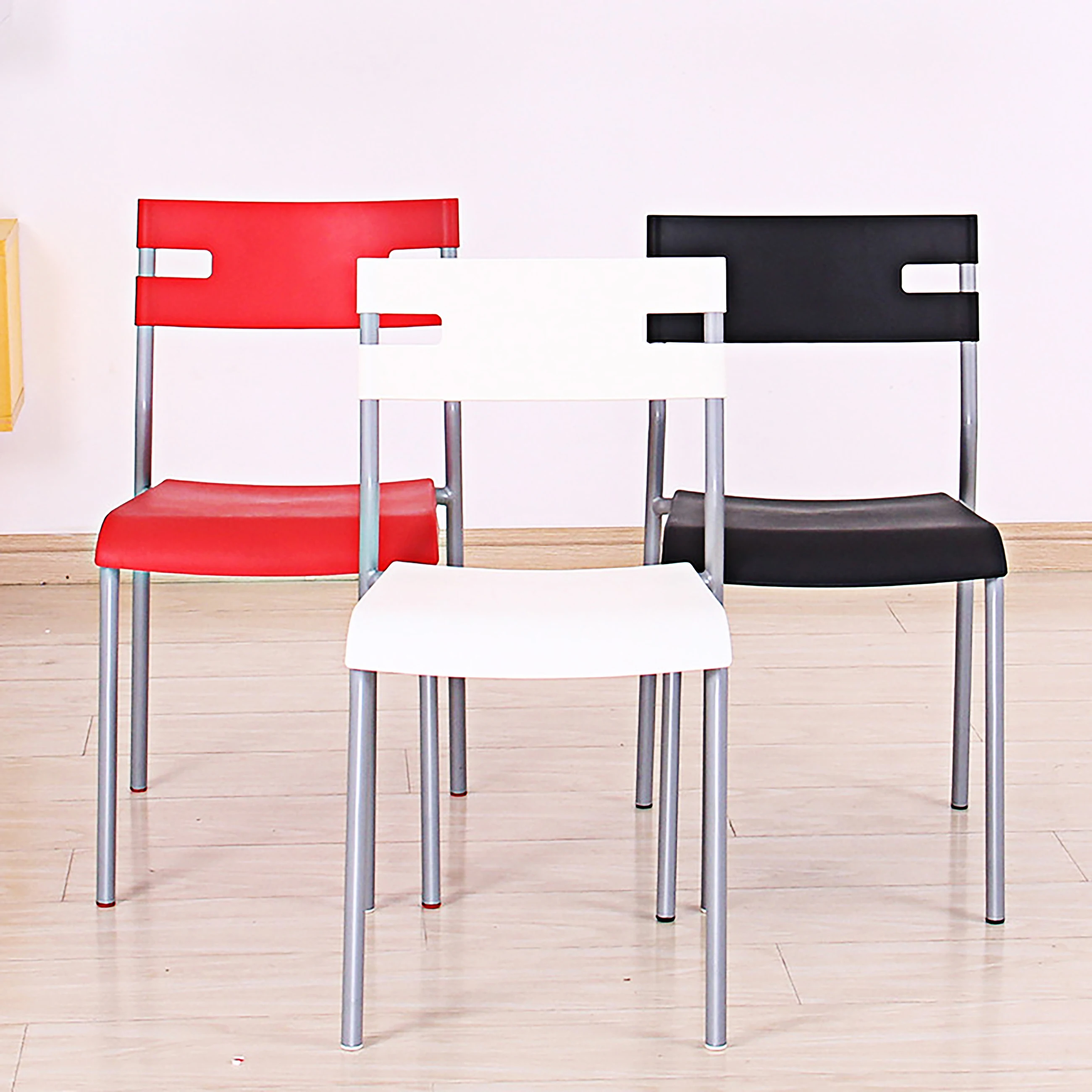 Оптовая продажа, уличные полипропиленовые стулья для кафе с металлическими ножками, пластиковый обеденный стул, Штабелируемый