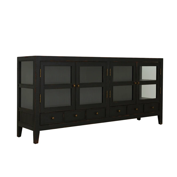 black sideboard glass doors