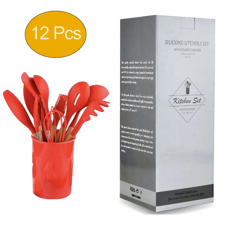 Hot Sale 9 Pcs Non Stick Kitchen Teak Wood Cook Tools Set Spoon Spatula Kitchen Acacia Wooden Cooking Utensils Set