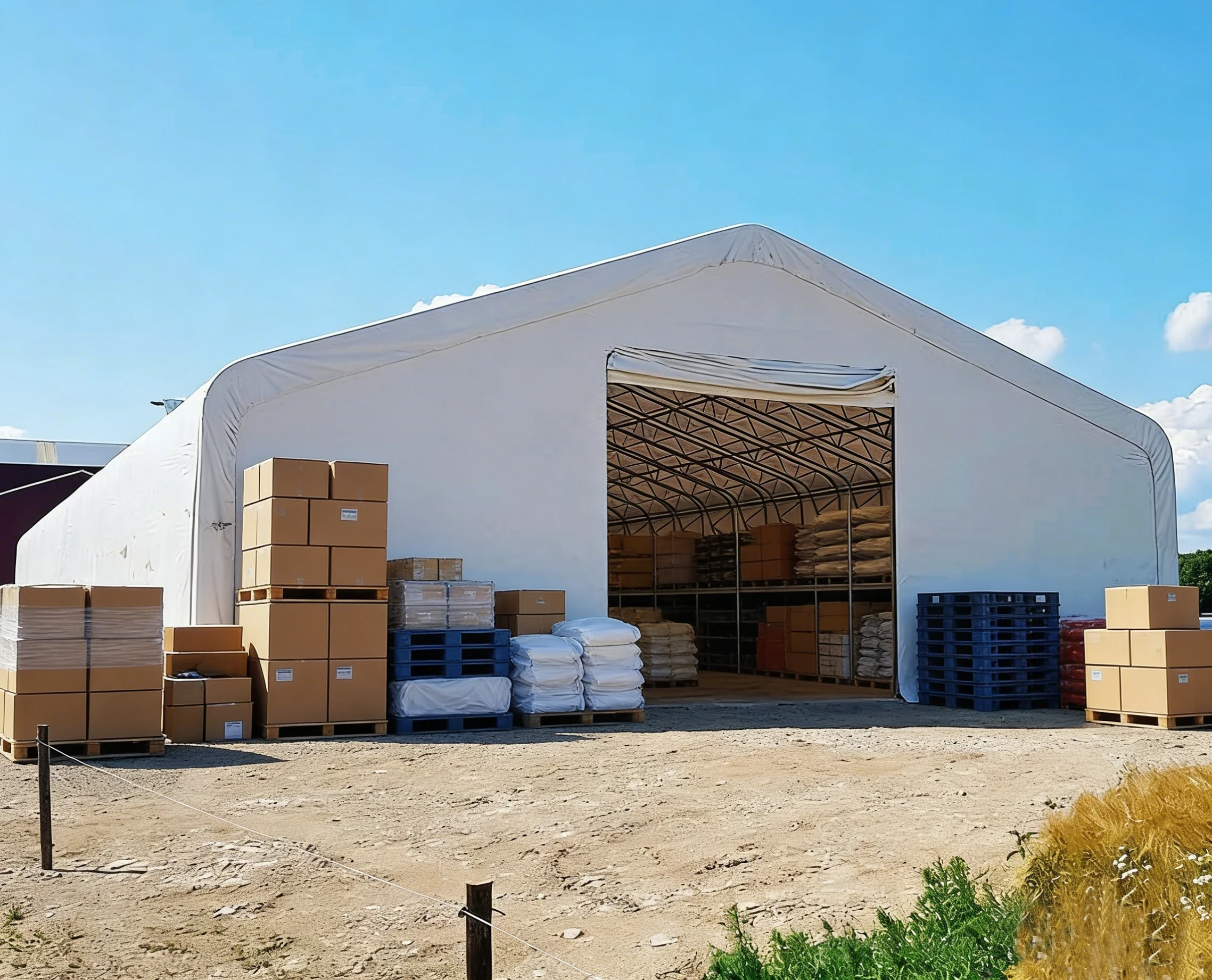 Double Truss Fabric Building for Farming Equipment  Storage, Agricultural Warehouse Tent, Heavy Duty Storage Shelter