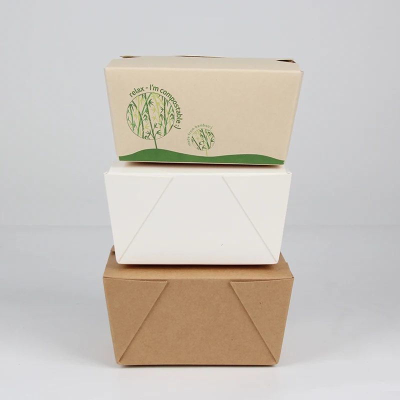 Custom Logo Eco-Friendly Sustainable Fast Food Packaging Container Disposable Takeout Kraft Paper Lunch Salad Bio Box manufacture