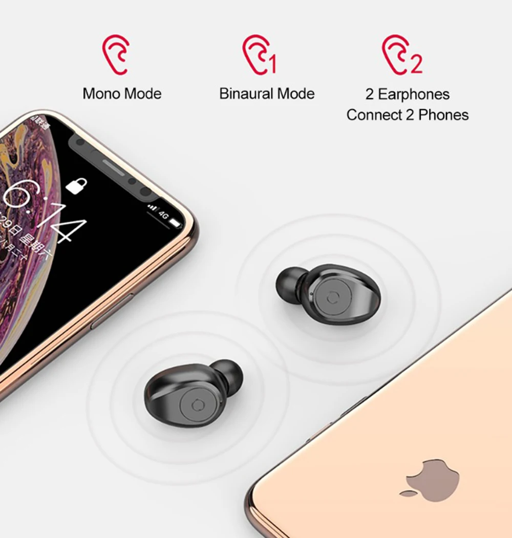 Mini Headsets Wireless Earbuds BT 5.0 IPX7 Waterproof Headphones F9-5 with microphone