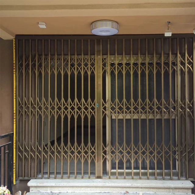 Entry Aluminum Alloy Glass Grill Sliding Door with Burglar Proof Collapsible Security Grilles