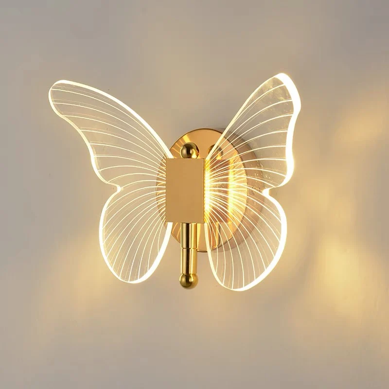 Butterfly-Inspired LED Wall Lamp with Light Modern for Nordic-Style Hotels Bedsides Bedrooms and TV Walls