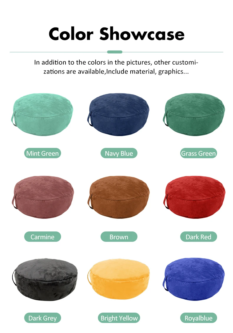 Stylish 19-Inch Round Pillow Mat Stackable Kids Indoor Snuggle Floor Pillows for Yoga Living Room Tatami Teepees