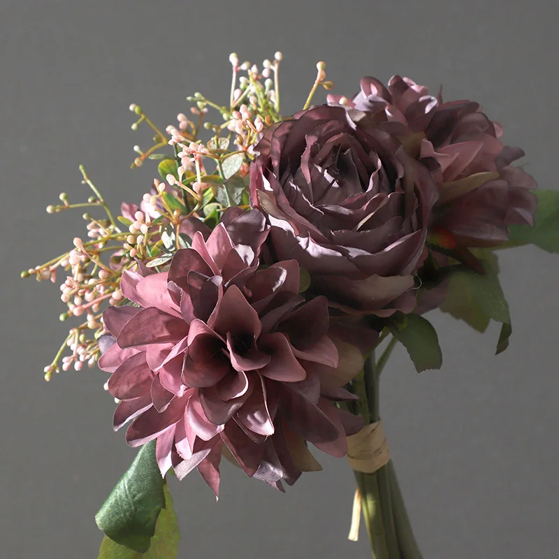 人造花22秋束婚礼干人工大丽花和玫瑰大花束 Buy 人工大丽花 干燥仿真花 仿真花大product On Alibaba Com