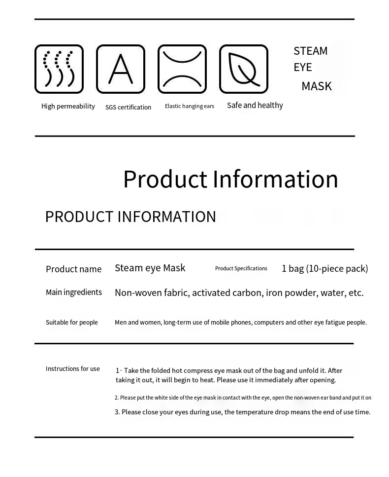 Hodaf Moisturizing Eye Patch Steam Warm Eye Mask Instant Self Heating