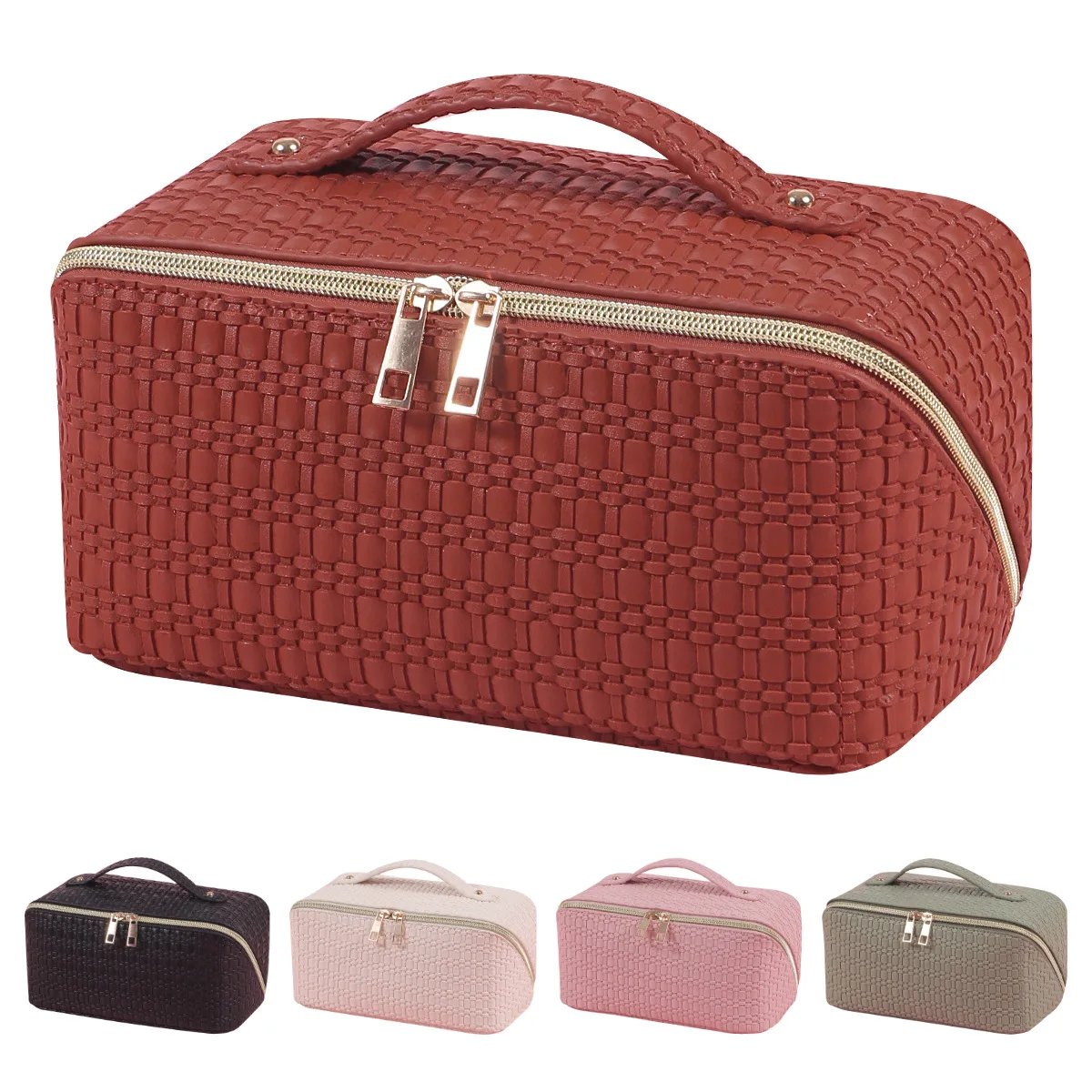 Ladies Waterproof Pu Leather Large Capacity Cosmetic Bag Custom