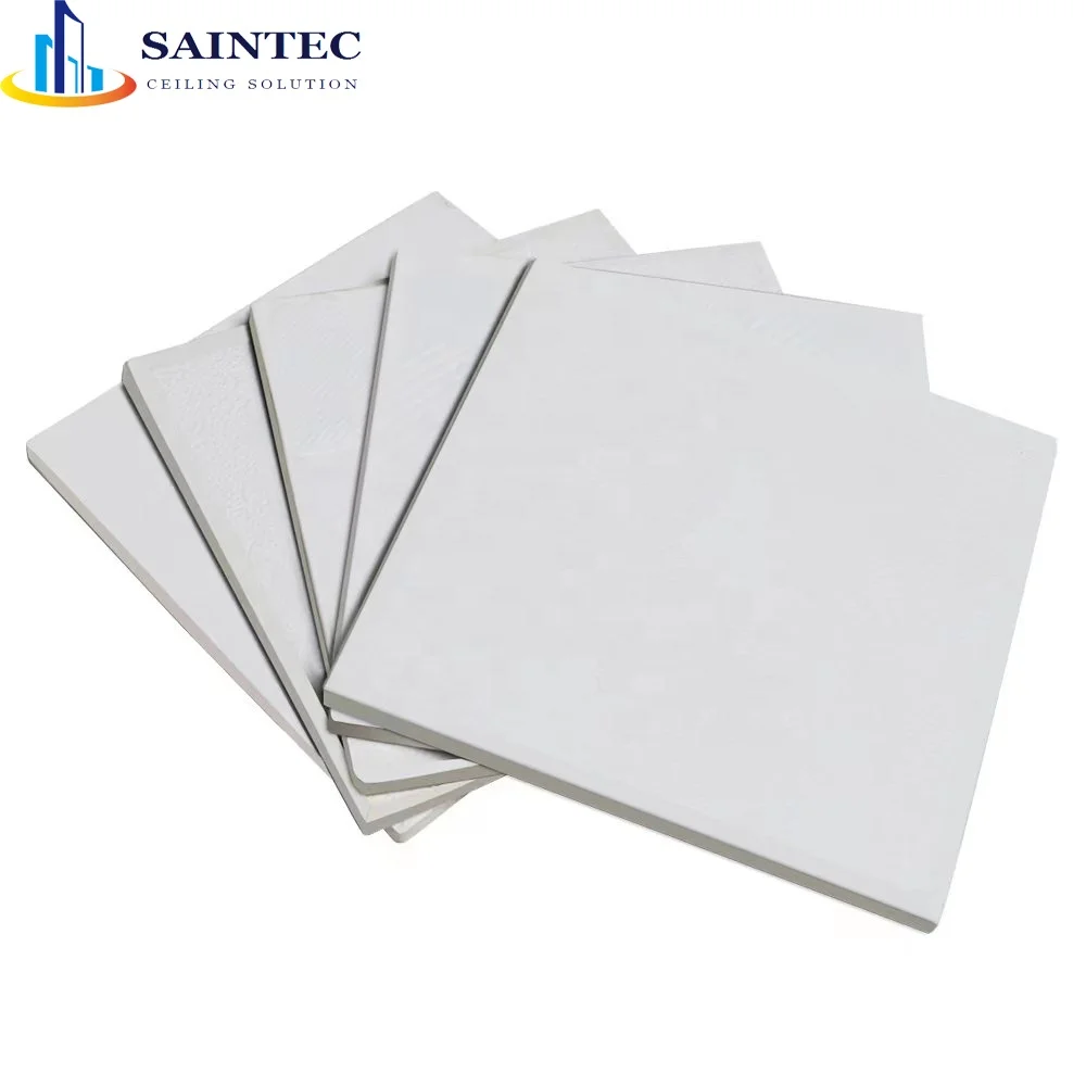 Modern White Square PVC Face Gypsum Board Waterproof Soundproof Fireproof Heat Insulation Moisture-Proof Smoke-Proof Ceiling