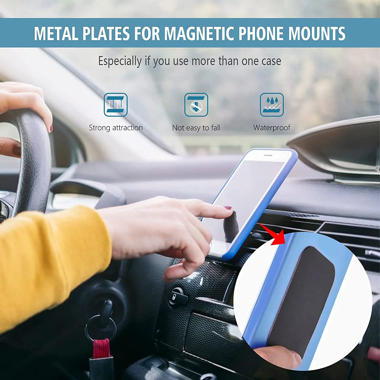 Aimant Autocollant Plaques Métalliques Pour Support Magnétique Voiture - Lot De 10 - Autocollantes Universelles Ventouse Telephone Portable