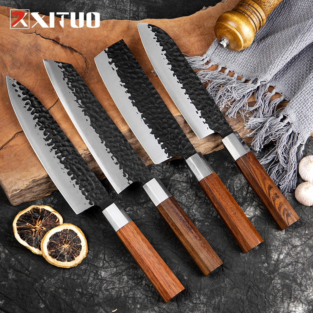 XITUO 8 inch Chef Knives Professional Octagonal Handle Forging High Carbon  Steel Cleaver Kitchen Knife Cooking