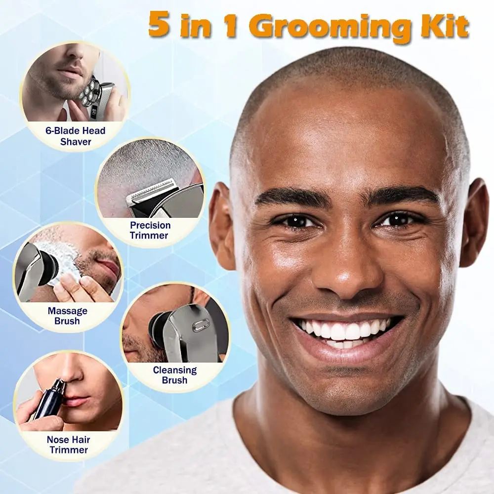 Multi 7d Head Shaver For Bald Men Rechargeable Waterproof Shower Use