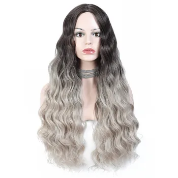 X-TRESS Fashion Synthetic Light Grey Wig Long Water Wave Heat Resistant Hairstyle for Women Daily Party Cosplay hair wigs