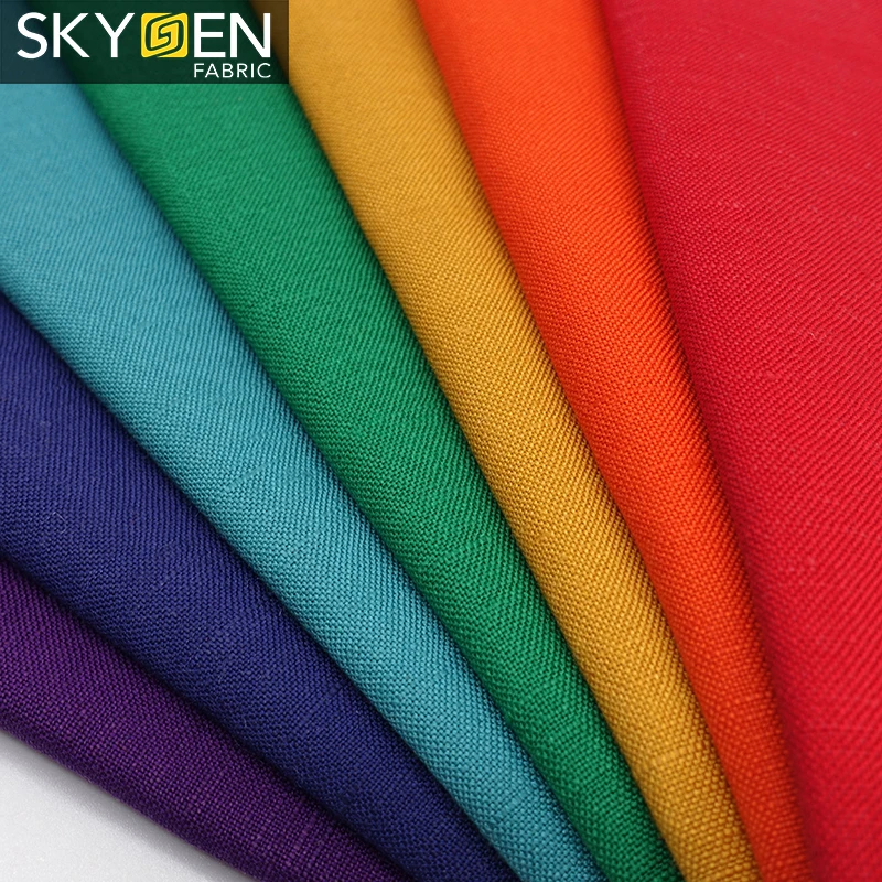 Skygen мягкая льняная вискозная Смешанная текстильная ткань для одежды прозрачная