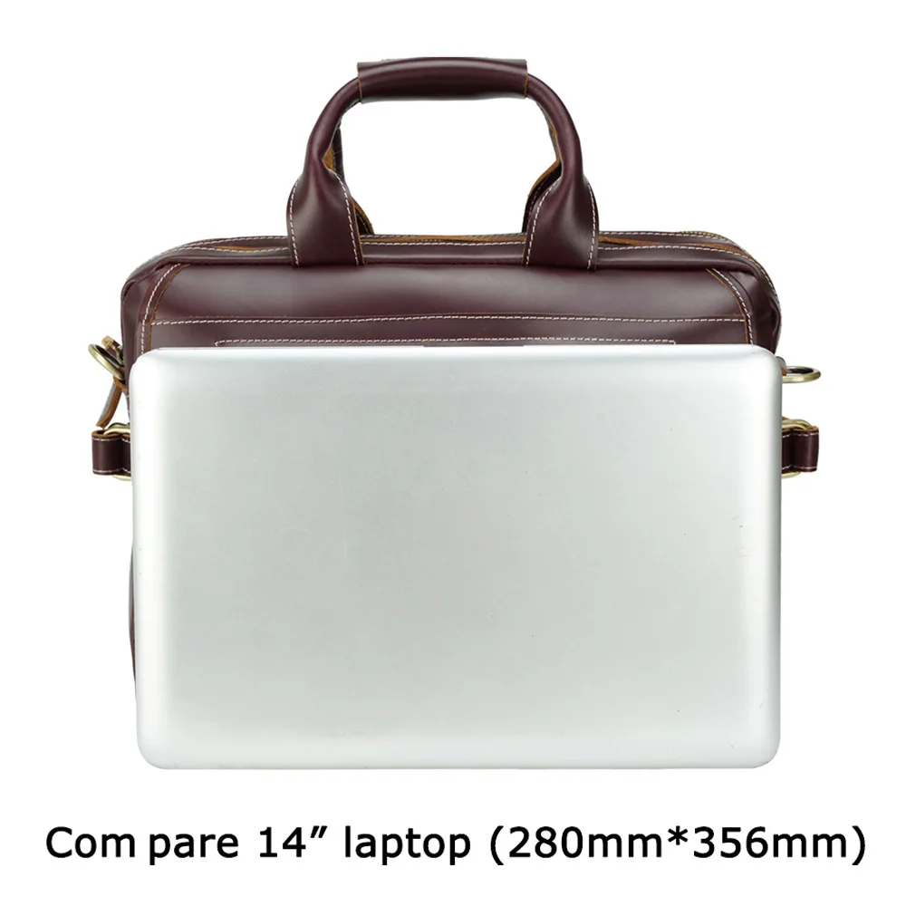 TIDING Custom Durable Top Grain Leather Briefcase Women Business Wine Red Genuine Leather Laptop Briefcase for Man